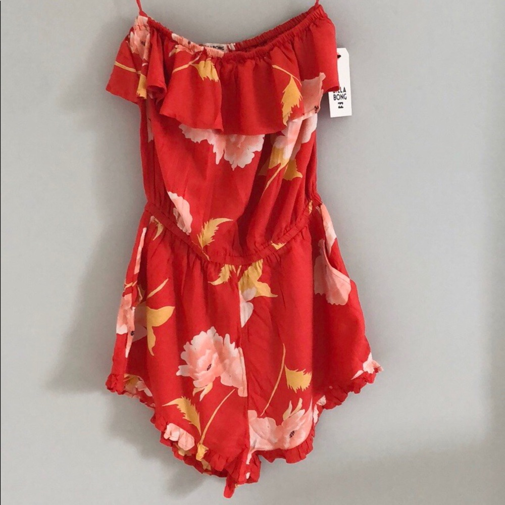 NWT Billabong Strapless Floral Romper